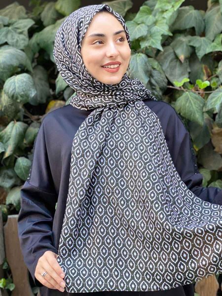 Kalila - Mörkgrön Mönstrad Bomull Hijab