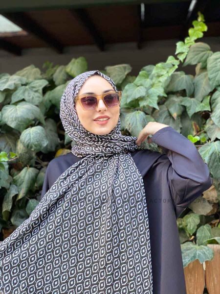 Kalila - Mörkgrön Mönstrad Bomull Hijab