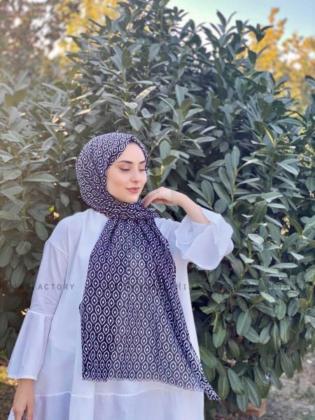 Kalila - Svart Mönstrad Bomull Hijab
