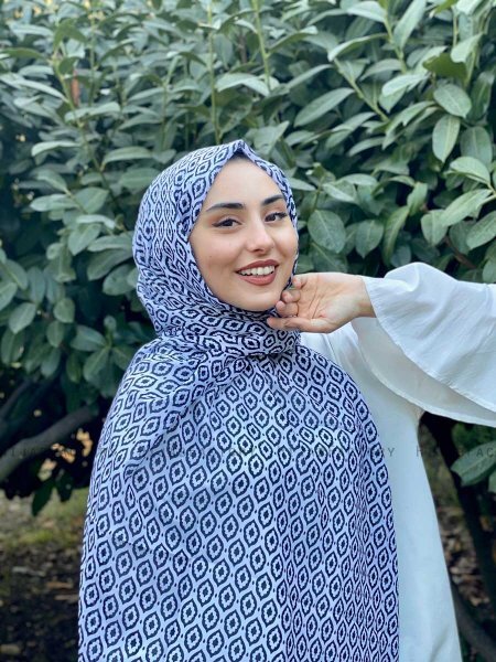 Kalila - Vit Mönstrad Bomull Hijab