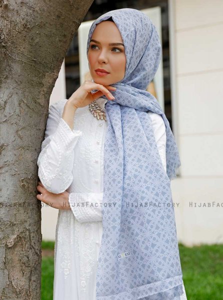 Khadija - Grå Mönstrad Hijab - Sal Evi