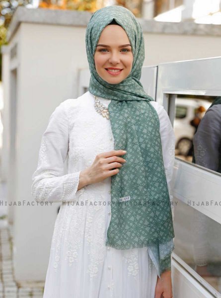 Khadija - Grön Mönstrad Hijab - Sal Evi