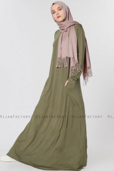Kyda Khaki Klänning Med Fickor Miss Halima 280153b