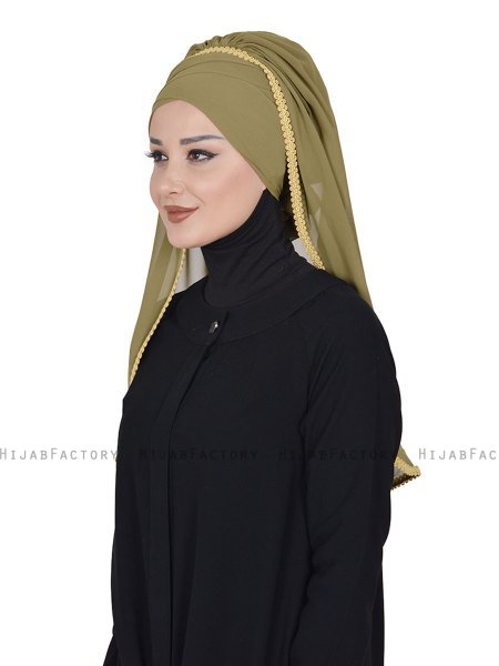 Louise - Khaki Praktisk Hijab - Ayse Turban