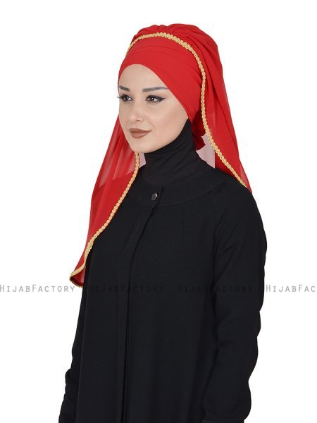 Louise - Röd Praktisk Hijab - Ayse Turban