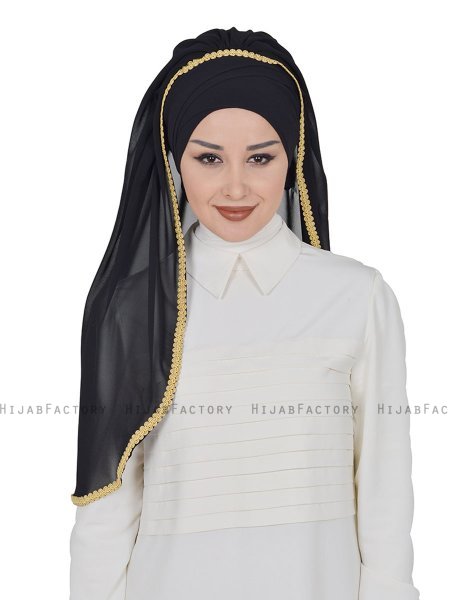 Louise - Svart Praktisk Hijab - Ayse Turban