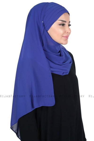 Malin - Blå Praktisk Chiffon Hijab