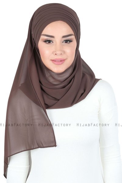 Malin - Brun Praktisk Chiffon Hijab