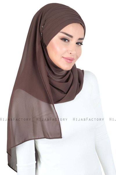 Malin - Brun Praktisk Chiffon Hijab