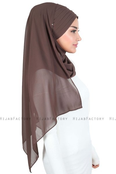 Malin - Brun Praktisk Chiffon Hijab