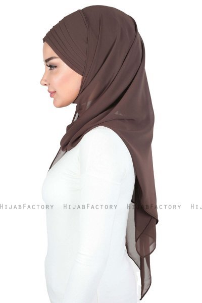 Malin - Brun Praktisk Chiffon Hijab