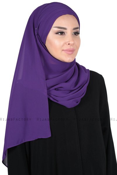 Malin - Lila Praktisk Chiffon Hijab