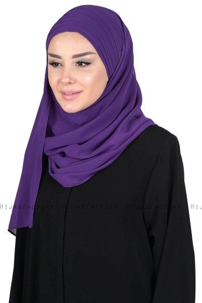Malin - Lila Praktisk Chiffon Hijab