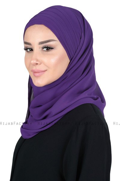 Malin - Lila Praktisk Chiffon Hijab