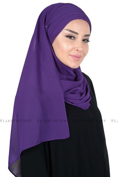 Malin - Lila Praktisk Chiffon Hijab