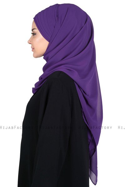 Malin - Lila Praktisk Chiffon Hijab