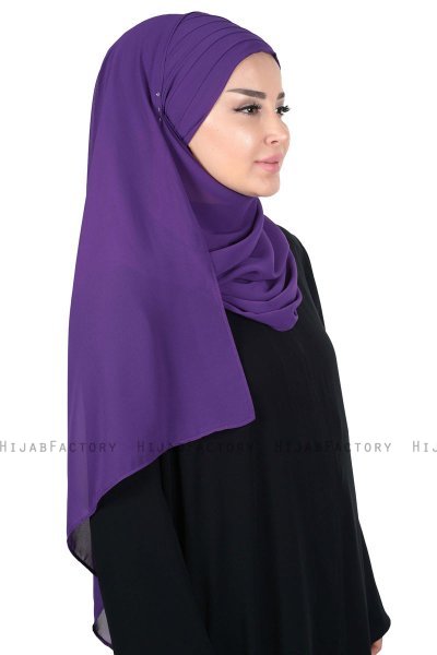 Malin - Lila Praktisk Chiffon Hijab
