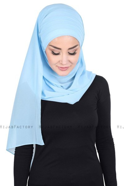 Malin - Ljusblå Praktisk Chiffon Hijab
