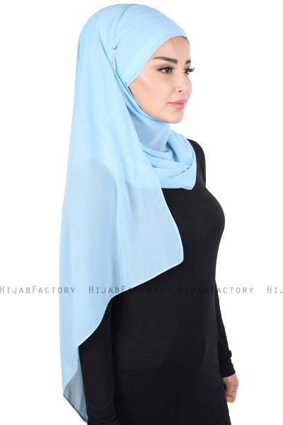 Malin - Ljusblå Praktisk Chiffon Hijab