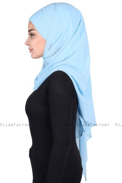 Malin - Ljusblå Praktisk Chiffon Hijab