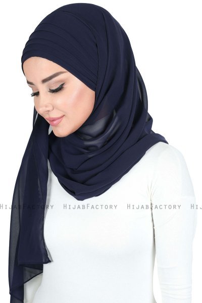 Malin - Marinblå Praktisk Chiffon Hijab
