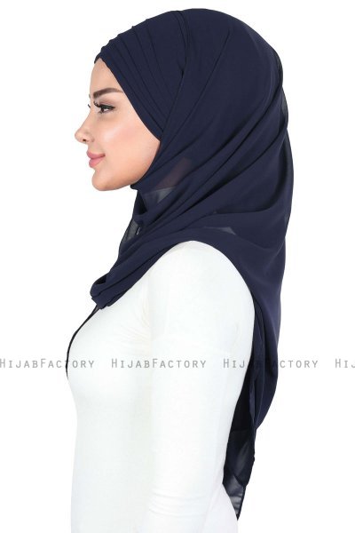 Malin - Marinblå Praktisk Chiffon Hijab