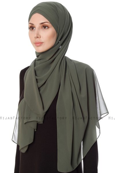 Mehtap - Khaki Praktisk One Piece Chiffon Hijab