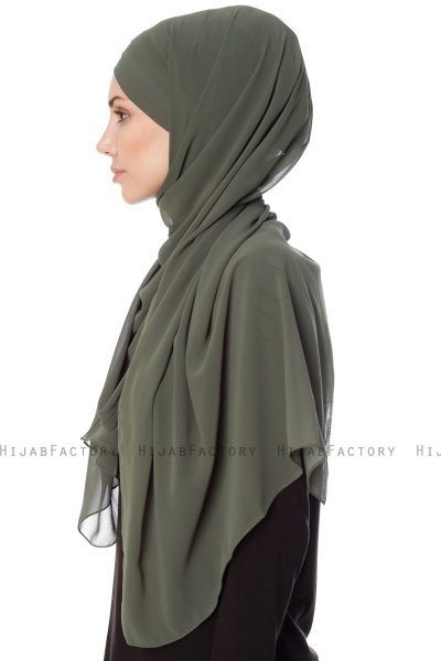 Mehtap - Khaki Praktisk One Piece Chiffon Hijab