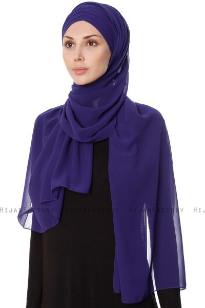 Mehtap - Lila Praktisk One Piece Chiffon Hijab
