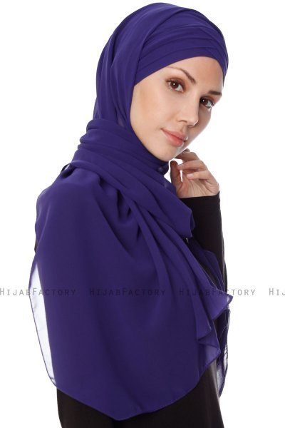 Mehtap - Lila Praktisk One Piece Chiffon Hijab