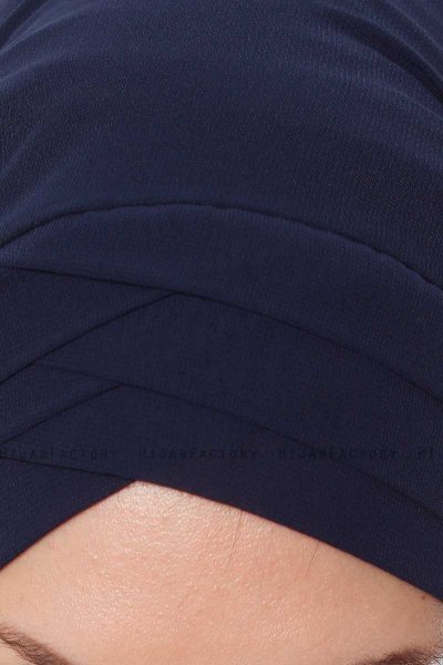 Mehtap - Marinblå Praktisk One Piece Chiffon Hijab