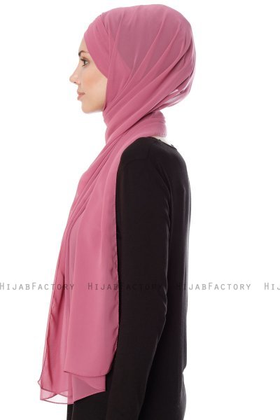 Mehtap - Mörkrosa Praktisk One Piece Chiffon Hijab