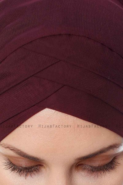 Mehtap - Plommon Praktisk One Piece Chiffon Hijab