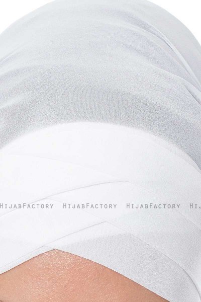 Mehtap - Vit Praktisk One Piece Chiffon Hijab