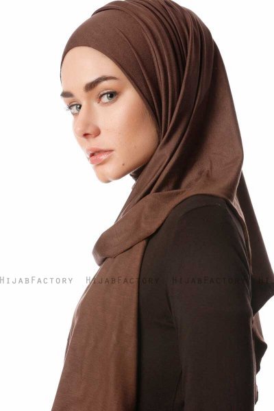 Melek - Brun Premium Jersey Hijab - Ecardin