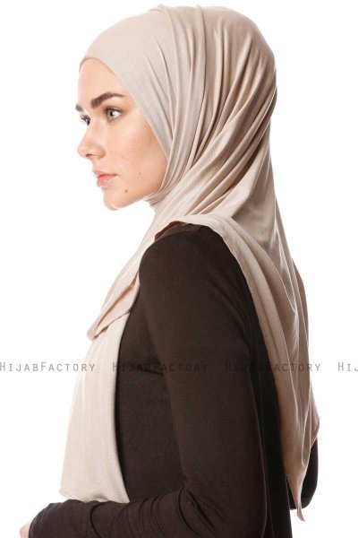 Melek - Ljus Taupe Premium Jersey Hijab - Ecardin