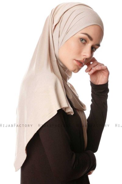 Melek - Ljus Taupe Premium Jersey Hijab - Ecardin