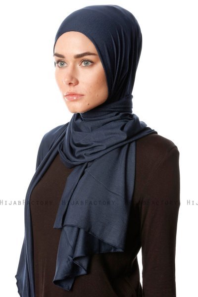 Melek - Marinblå Premium Jersey Hijab - Ecardin