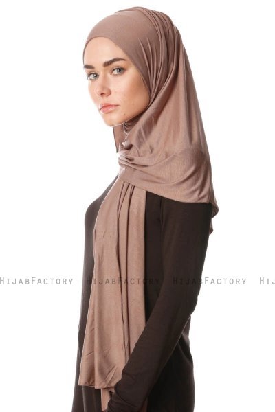 Melek - Mörk Taupe Premium Jersey Hijab - Ecardin