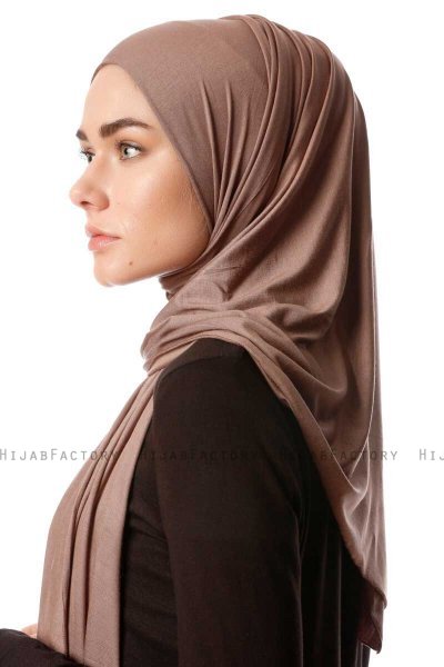 Melek - Mörk Taupe Premium Jersey Hijab - Ecardin