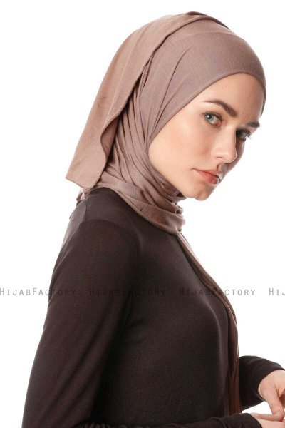 Melek - Mörk Taupe Premium Jersey Hijab - Ecardin