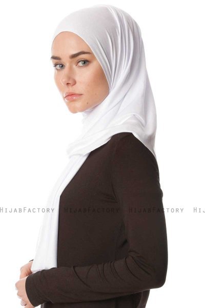 Melek - Vit Premium Jersey Hijab - Ecardin