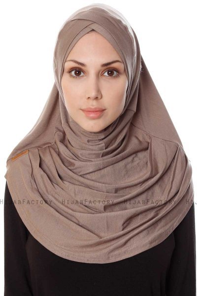Mia - Mörk Taupe One-Piece Al Amira Hijab - Ecardin
