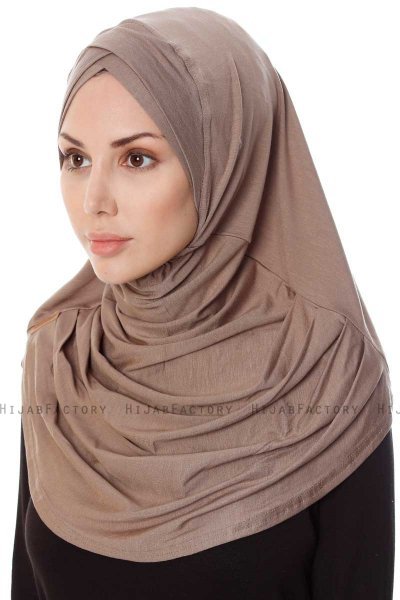 Mia - Mörk Taupe One-Piece Al Amira Hijab - Ecardin