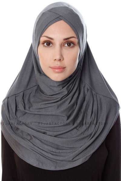 Mia - Mörkgrå One-Piece Al Amira Hijab - Ecardin