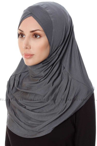 Mia - Mörkgrå One-Piece Al Amira Hijab - Ecardin