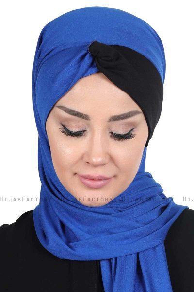 Mikaela - Blå & Svart Praktisk Bumull Hijab