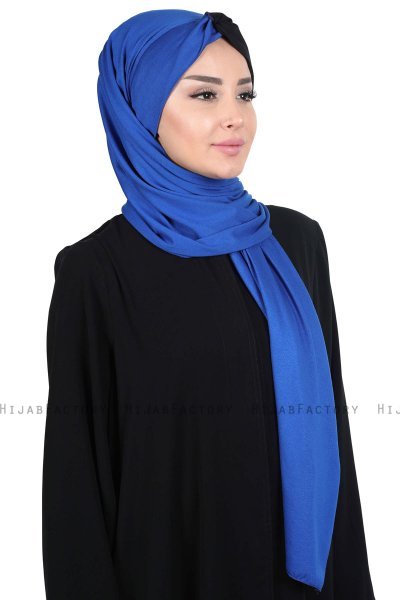 Mikaela - Blå & Svart Praktisk Bumull Hijab