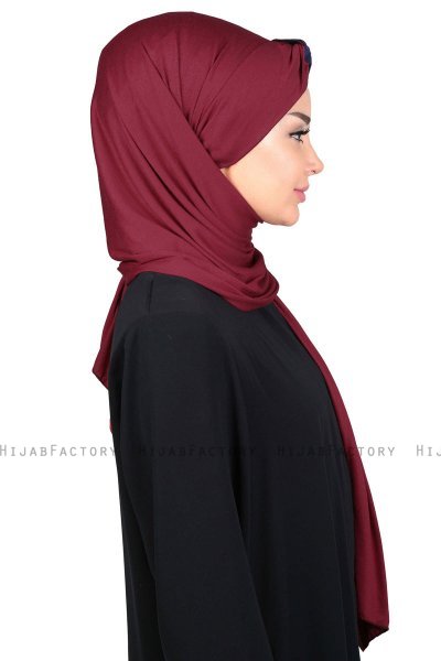 Mikaela - Bordeaux & Marinblå Praktisk Bumull Hijab