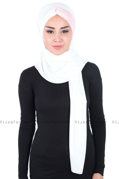 Mikaela - Creme & Gammelrosa Praktisk Bumull Hijab